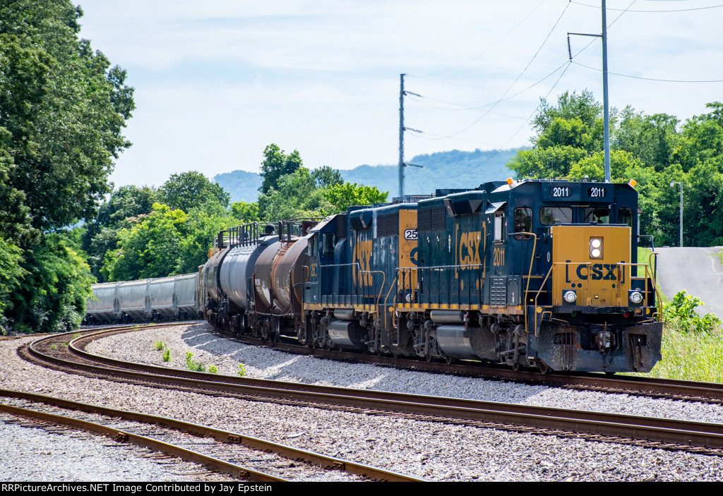 Two Geeps lead a local through the curves at Bridgeport 